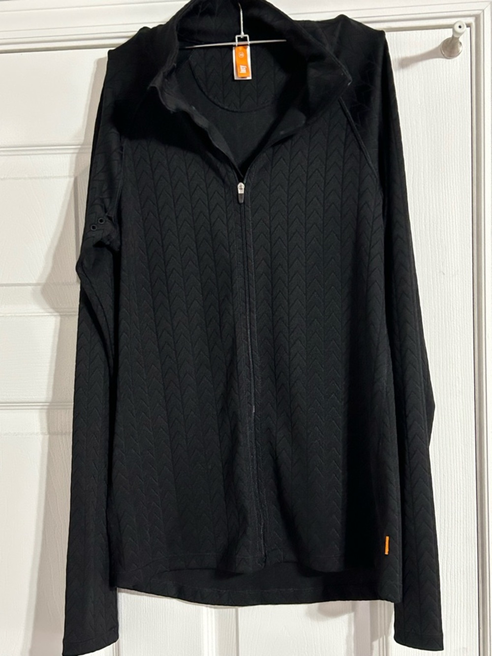 Lucy Black Textured Full Zip Athletic Jacket XS